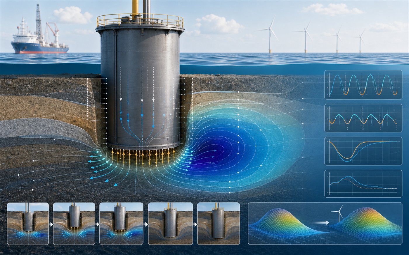 Pressure cycling control around a suction caisson during offshore installation
